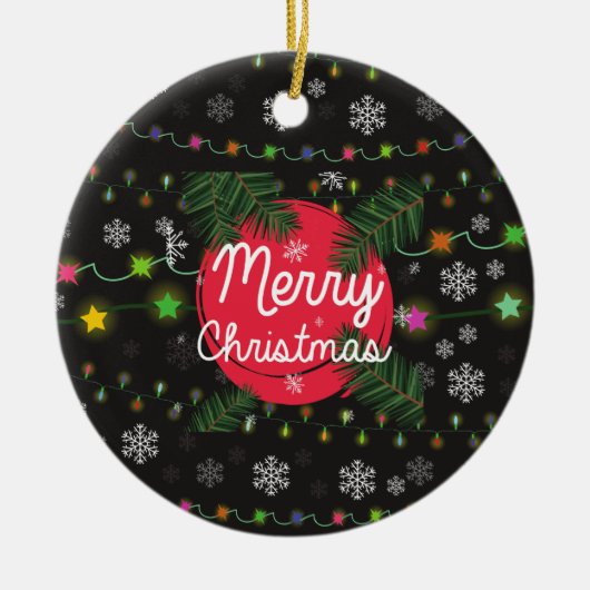 Vrolijk kerstfeest keramisch ornament (Voorkant)