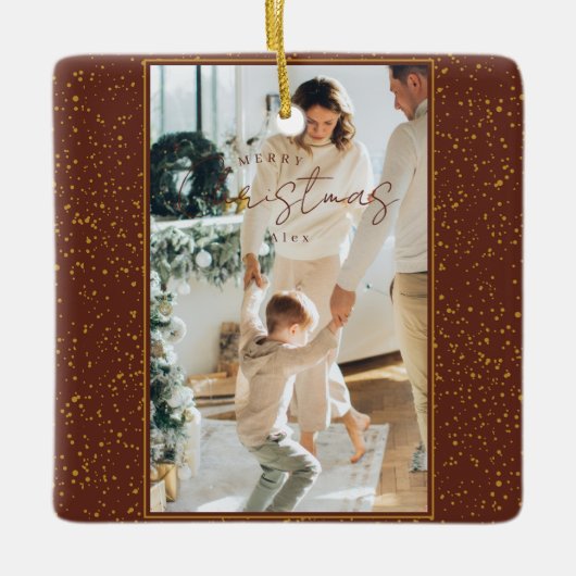 Vrolijk kerstfeest keramisch ornament (Voorkant)