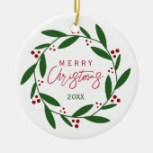 Vrolijk kerstfeest keramisch ornament (Voorkant)