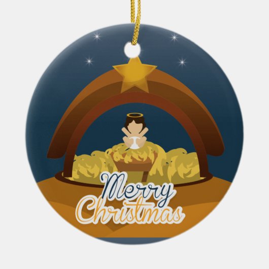 Vrolijk kerstfeest keramisch ornament (Voorkant)