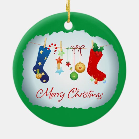 Vrolijk kerstfeest keramisch ornament (Achterkant)