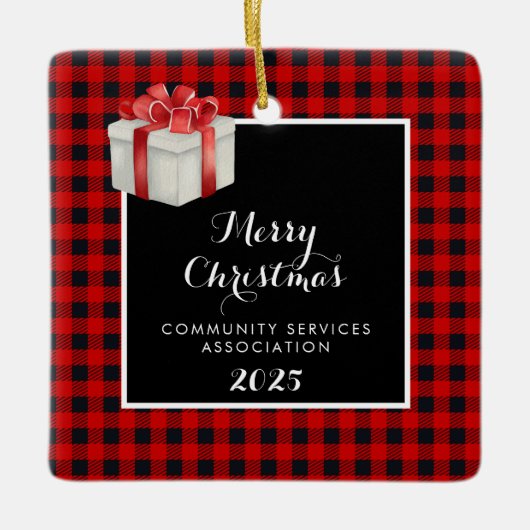 Vrolijk kerstfeest keramisch ornament (Voorkant)