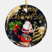 Vrolijk kerstfeest keramisch ornament (Voorkant)