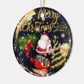 Vrolijk kerstfeest keramisch ornament (Links)