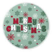 Vrolijk kerstfeest keramische knop (Voorkant)