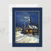 Vrolijk kerstfeest. Kerk van het kerstfeest van Vi Feestdagenkaart (Voorkant / Achterkant)