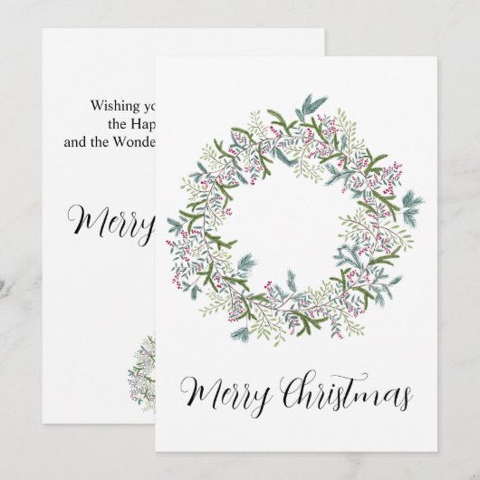 Vrolijk kerstfeest, kerst bessen krans feestdagenkaart (Voorkant / Achterkant)