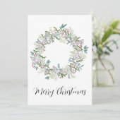Vrolijk kerstfeest, kerst bessen krans feestdagenkaart (Staand voorkant)