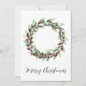Vrolijk kerstfeest, kerst bessen krans feestdagenkaart (Voorkant)