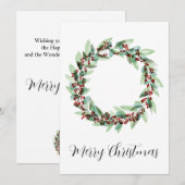 Vrolijk kerstfeest, kerst bessen krans feestdagenkaart (Voorkant / Achterkant)