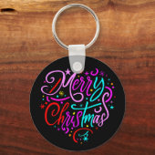 Vrolijk kerstfeest - Kerst Design T-shirt Sleutelhanger (Achterkant)
