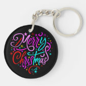Vrolijk kerstfeest - Kerst Design T-shirt Sleutelhanger (Achterkant)
