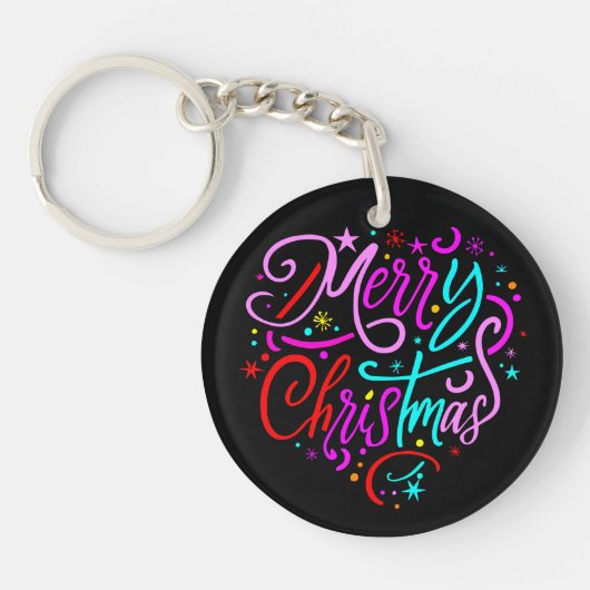 Vrolijk kerstfeest - Kerst Design T-shirt Sleutelhanger (Voorkant)