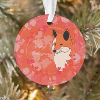 vrolijk kerstfeest, kerst,vos,bloemen, natuur, gi ornament