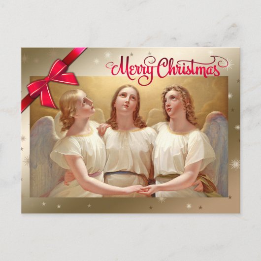 Vrolijk kerstfeest. Kerstangels Feestdagenkaart (Voorkant)