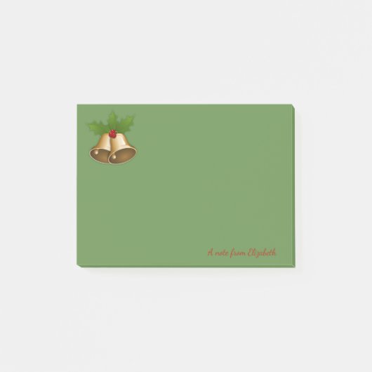 Vrolijk kerstfeest, kerstbal, groen-gepersonalisee post-it® notes (Voorkant)