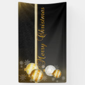 Vrolijk kerstfeest, kerstbalken, zwart spandoek (Verticaal)