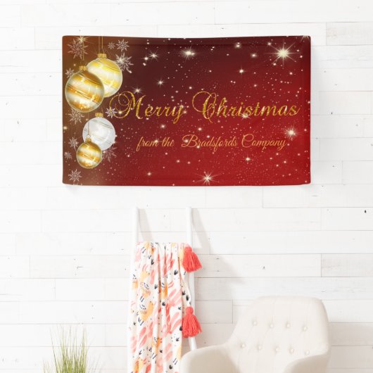 Vrolijk kerstfeest, kerstbalken, zwart spandoek (Insitu)