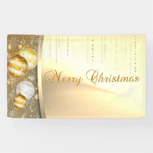 Vrolijk kerstfeest, kerstballen, Faux Gold Spandoek (Horizontaal)