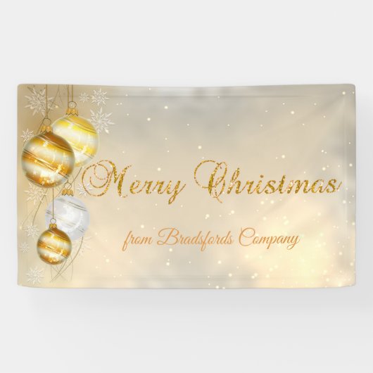 Vrolijk kerstfeest, kerstballen, glanzend spandoek (Horizontaal)