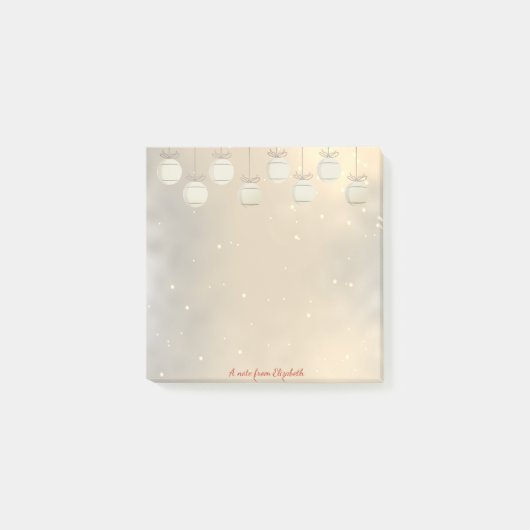 Vrolijk kerstfeest, kerstballen, goud-gepersonalis post-it® notes (Voorkant)