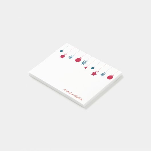 Vrolijk kerstfeest, kerstballen op maat post-it® notes (Schuin)