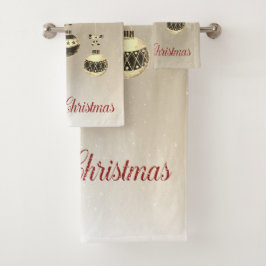 Vrolijk kerstfeest, kerstballen, sneeuwvlokken bad handdoek