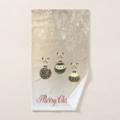 Vrolijk kerstfeest, kerstballen, sneeuwvlokken bad handdoek (Handdoek)