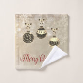 Vrolijk kerstfeest, kerstballen, sneeuwvlokken bad handdoek (Wasdoekje)