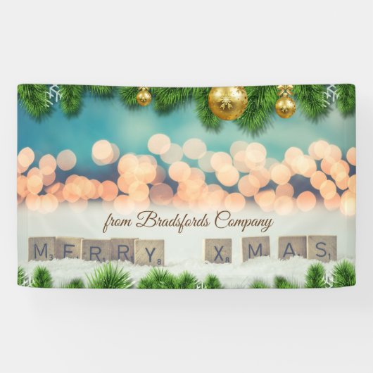 Vrolijk kerstfeest, kerstballen spandoek (Horizontaal)