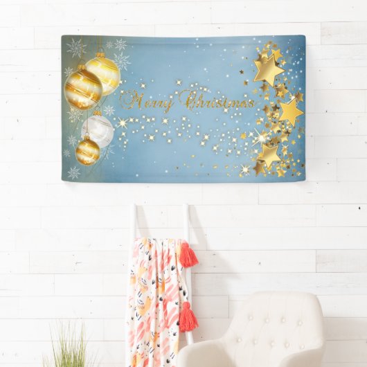 Vrolijk kerstfeest, kerstballen, sterren, sparkle spandoek (Insitu)