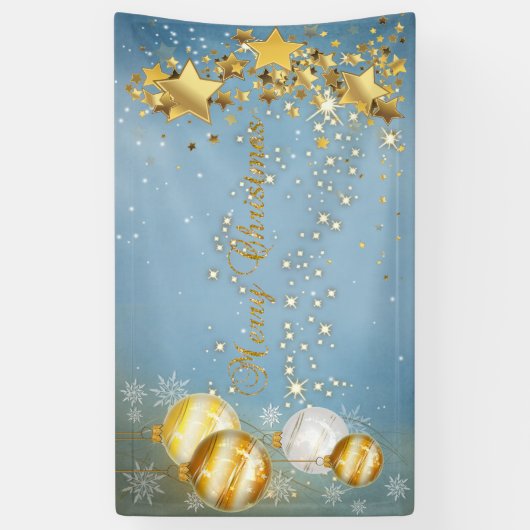 Vrolijk kerstfeest, kerstballen, sterren, sparkle spandoek (Verticaal)