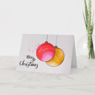 Vrolijk kerstfeest, kerstballen waterverf feestdagen kaart