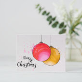 Vrolijk kerstfeest, kerstballen waterverf feestdagenkaart (Staand voorkant)