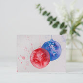 Vrolijk kerstfeest, kerstballen waterverf feestdagenkaart (Staand voorkant)