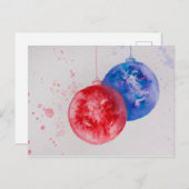 Vrolijk kerstfeest, kerstballen waterverf feestdagenkaart (Voorkant / Achterkant)