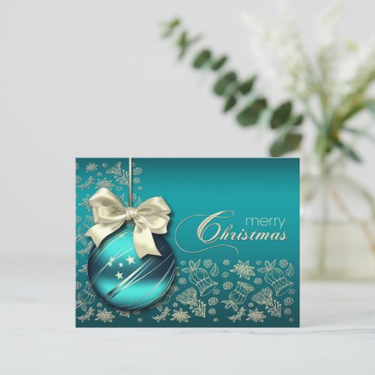 Vrolijk kerstfeest. KerstBauble Feestdagenkaart (Staand voorkant)