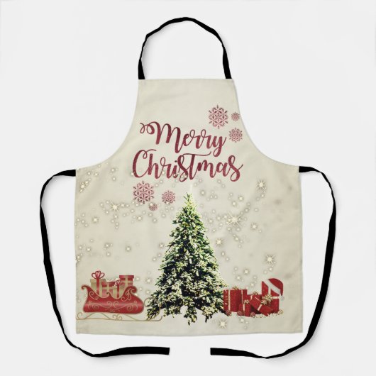 Vrolijk kerstfeest, kerstbomen, Cadeaus, Sleigh Schort (Voorkant)