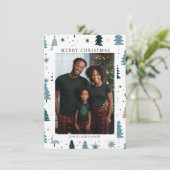 vrolijk kerstfeest! Kerstbomen Patroon Foto Feestdagenkaart (Staand voorkant)