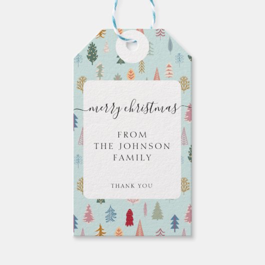 Vrolijk kerstfeest! kerstboom cadeaulabel (Voorkant)