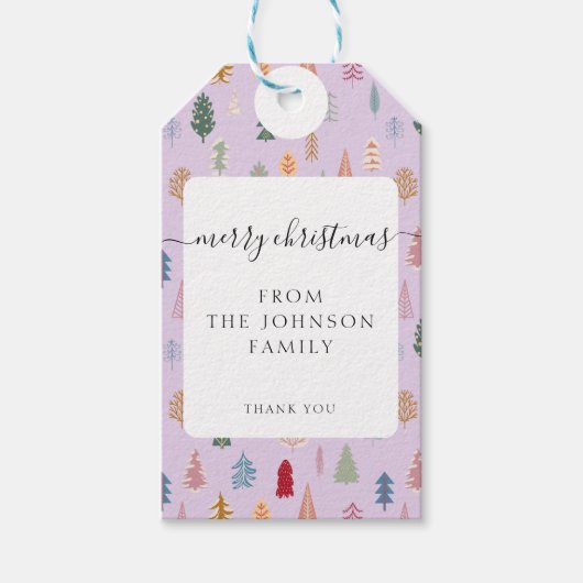 Vrolijk kerstfeest! kerstboom cadeaulabel (Voorkant)