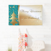 Vrolijk kerstfeest, kerstboom, Faux Gold Spandoek (Insitu)