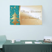 Vrolijk kerstfeest, kerstboom, Faux Gold Spandoek (Beurs)