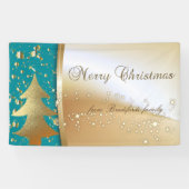Vrolijk kerstfeest, kerstboom, Faux Gold Spandoek (Horizontaal)