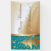 Vrolijk kerstfeest, kerstboom, Faux Gold Spandoek (Verticaal)