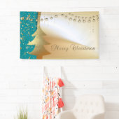 Vrolijk kerstfeest, kerstboom, Faux Gold Spandoek (Insitu)