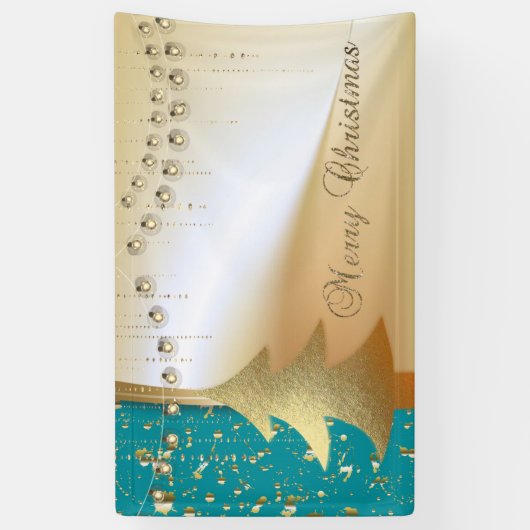 Vrolijk kerstfeest, kerstboom, Faux Gold Spandoek (Verticaal)