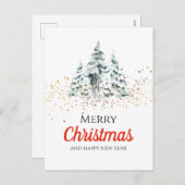 Vrolijk kerstfeest - kerstboom - glitter star feestdagenkaart (Voorkant / Achterkant)