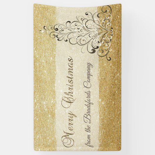 Vrolijk kerstfeest, kerstboom, glittery, bedrijf spandoek (Verticaal)