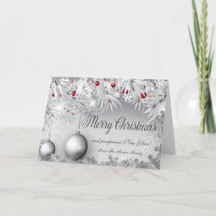 Vrolijk kerstfeest, kerstboom, Kogels, Snowflakes Feestdagen Kaart